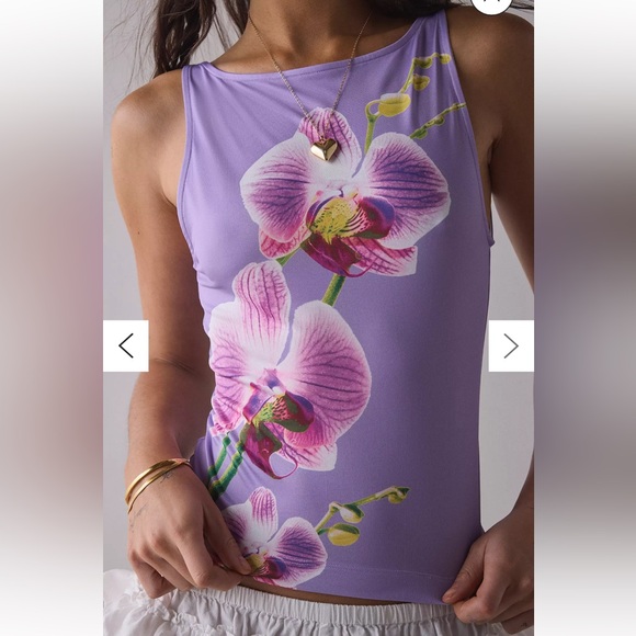 NWT Urban Outfitters Purple Orchid Graphic Boatneck Tank Top - Picture 4 of 8